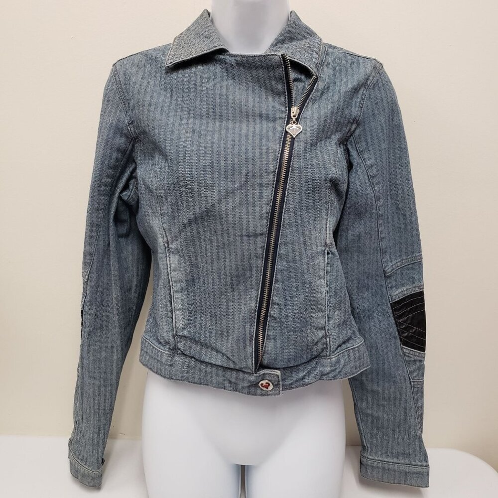 Pelle Pelle Womens Zip Denim Moto Jacket Size Medium